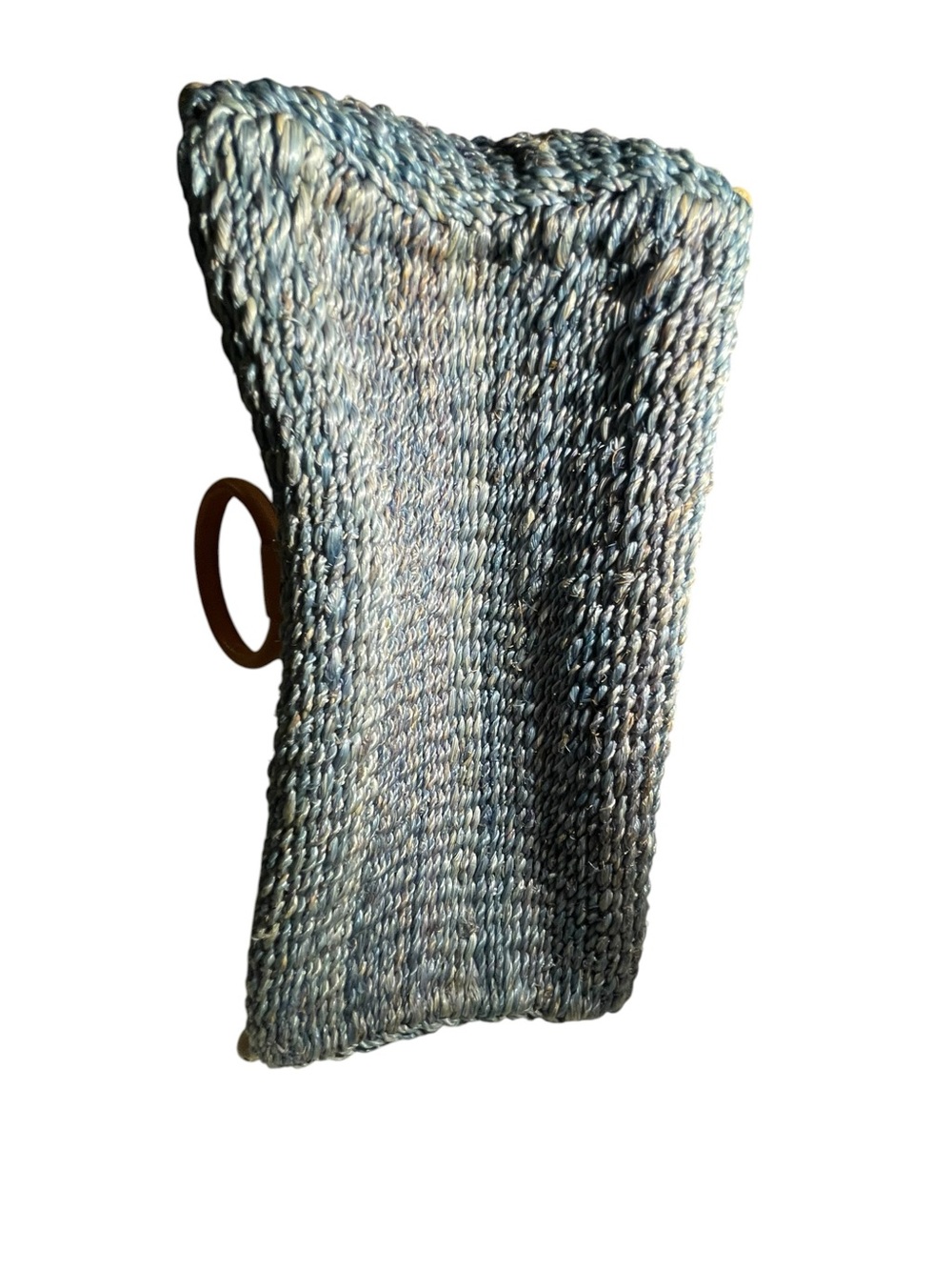 ARNAZ Philippines Blue Woven Straw Handbag Mini Tote Leather Ring Handles Beads - Picture 6 of 14